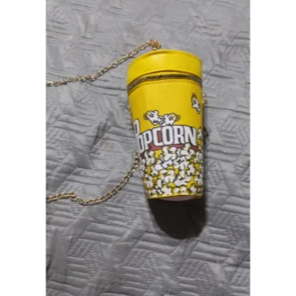 Movie Popcorn Crossbody Yellow Shoulder Hand Bag Purse - Picture 2 of 8